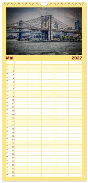 Produktbild: Familienplaner 2027 - New York feeling mit 5 Spalten (Wandkalender, 21 x 45 cm) CALVENDO