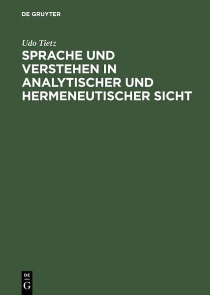 Produktbild: Sprache und Verstehen in analytischer und hermeneutischer Sicht