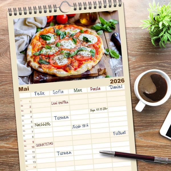 Produktbild: Familienplaner 2026 - Alles Tomate oder was?! - Herzhafte Speisen rund um die Tomate mit 5 Spalten (Wandkalender, 21 x 45 cm) CALVENDO