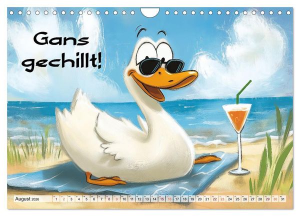 Produktbild: Gans coole Spr&uuml;che (Wandkalender 2026 DIN A4 quer), CALVENDO Monatskalender