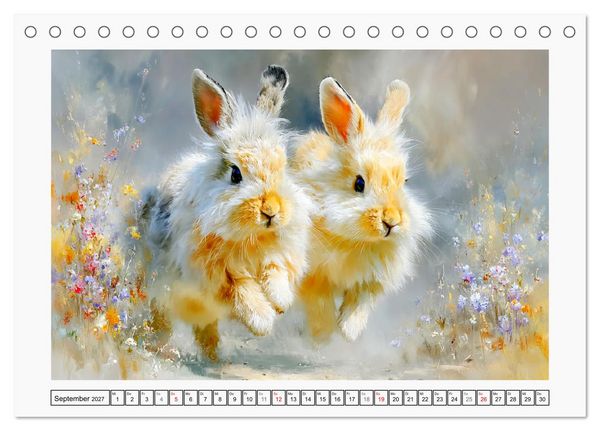 Produktbild: Kaninchen. Flauschige Hoppler im Garten (Tischkalender 2027 DIN A5 quer), CALVENDO Monatskalender