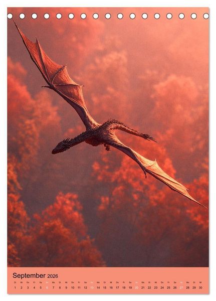 Produktbild: Drachen Kalender - ein Jahr mit mystischen Fabelwesen (Tischkalender 2026 DIN A5 hoch), CALVENDO Monatskalender