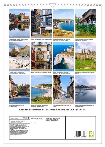 Produktbild: Facetten der Normandie. Zwischen Kreidefelsen und Fachwerk (Wandkalender 2027 DIN A3 hoch), CALVENDO Monatskalender