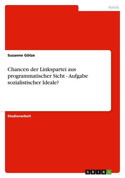 Produktbild: Chancen der Linkspartei aus programmatischer Sicht - Aufgabe sozialistischer Ideale?