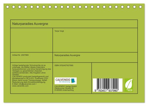 Produktbild: Naturparadies Auvergne (Tischkalender 2026 DIN A5 quer), CALVENDO Monatskalender