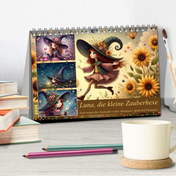 Produktbild: Luna, die kleine Zauberhexe (Tischkalender 2026 DIN A5 quer), CALVENDO Monatskalender