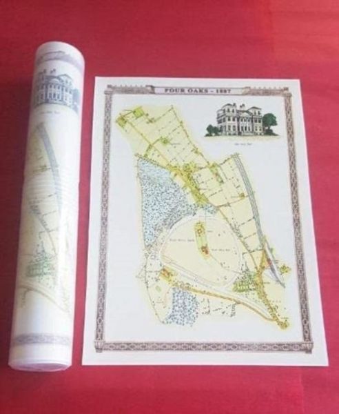 Produktbild: Four Oaks 1887 - Old Map Supplied Rolled in a Clear Two Part Screw Presentation Tube - Print size 45cm x 32cm