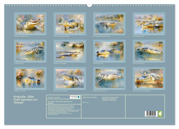 Produktbild: Krokodile. Stille Kraft irgendwo am Wasser (Wandkalender 2027 DIN A2 quer), CALVENDO Monatskalender