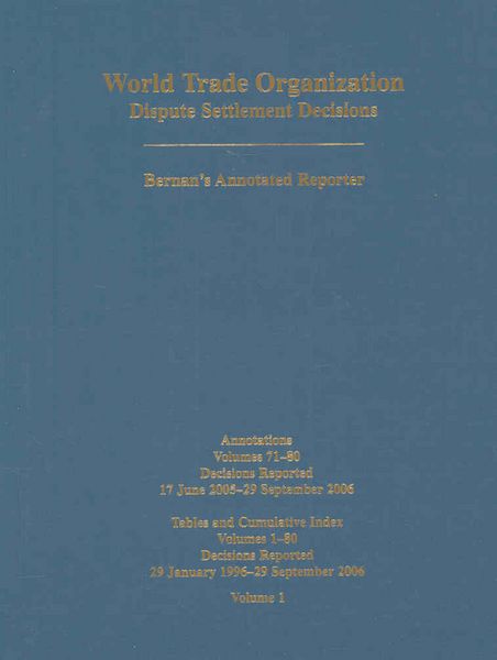 Produktbild: Bernan Press: World Trade Organization Dispute Settlement De