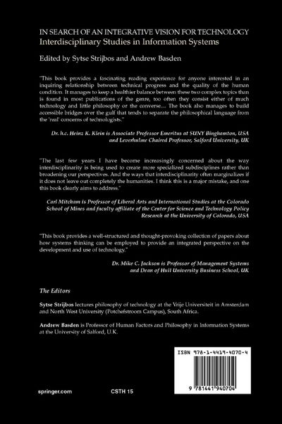 Produktbild: In Search of an Integrative Vision for Technology