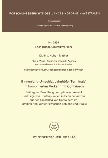 Produktbild: Binnenland-Umschlagbahnh&ouml;fe (Terminals) im kombinierten Verkehr mit Containern