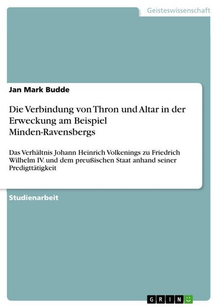 Produktbild: Die Verbindung von Thron und Altar in der Erweckung am Beispiel Minden-Ravensbergs