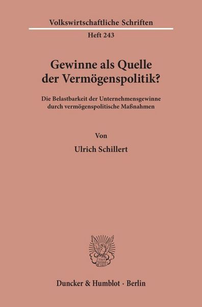 Produktbild: Gewinne als Quelle der Verm&ouml;genspolitik?