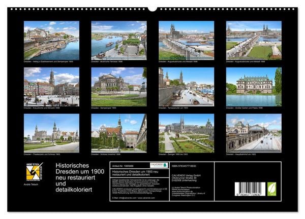 Produktbild: Historisches Dresden um 1900 neu restauriert und detailkoloriert (hochwertiger Premium Wandkalender 2026 DIN A2 quer), Kunstdruck in Hochglanz