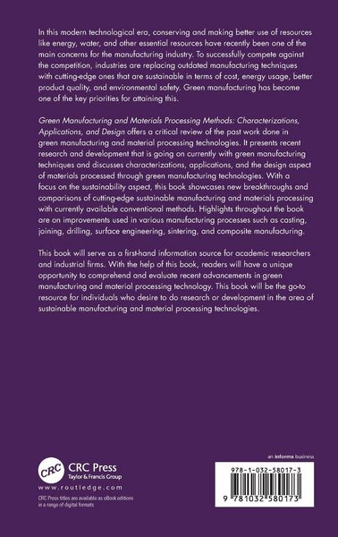 Produktbild: Green Manufacturing and Materials Processing Methods