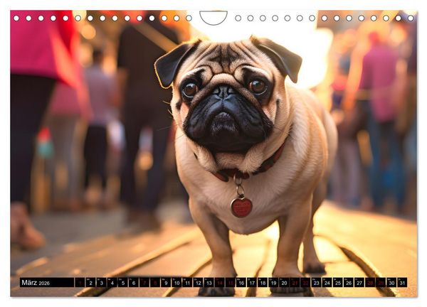 Produktbild: Kleine Helden - eine Hommage an die Mopsrasse (Wandkalender 2026 DIN A4 quer), CALVENDO Monatskalender