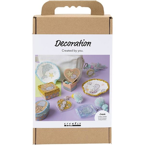 Produktbild: Creativ Company Kreativ Set Dekoration, Kartons, Muscheln, Kerzenhalter, Pastellfarben