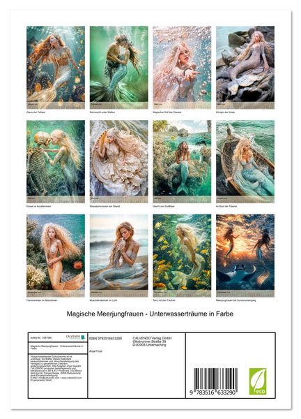 Produktbild: Magische Meerjungfrauen - Unterwassertr&auml;ume in Farbe (Wandkalender 2026 DIN A4 hoch), CALVENDO Monatskalender