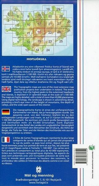 Produktbild: Island Atlaskort 16 Hofsj&ouml;kull 1:100.000