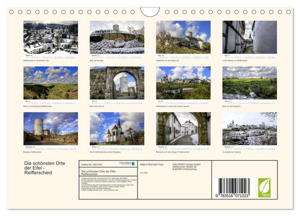 Produktbild: Die sch&ouml;nsten Orte der Eifel - Reifferscheid (Wandkalender 2026 DIN A4 quer), CALVENDO Monatskalender