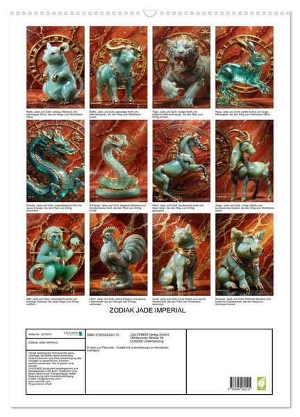 Produktbild: ZODIAK JADE IMPERIAL (Wandkalender 2027 DIN A2 hoch), CALVENDO Monatskalender