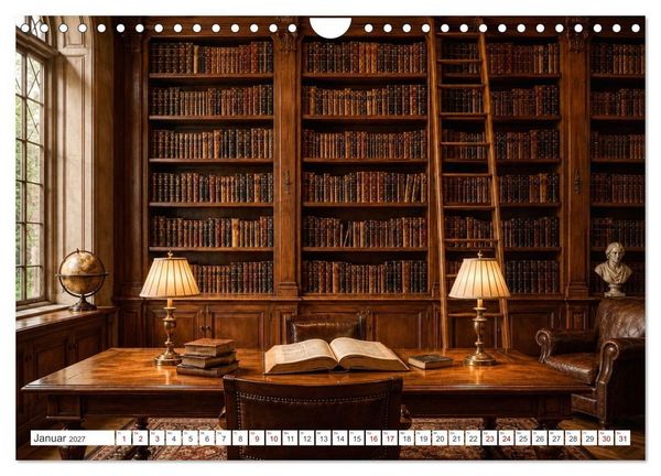Produktbild: Zwischen Holz und Seiten - Vintage Bibliotheken (Wandkalender 2027 DIN A4 quer), CALVENDO Monatskalender