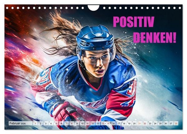 Produktbild: Eishockey und positive Gedanken (Wandkalender 2026 DIN A4 quer), CALVENDO Monatskalender