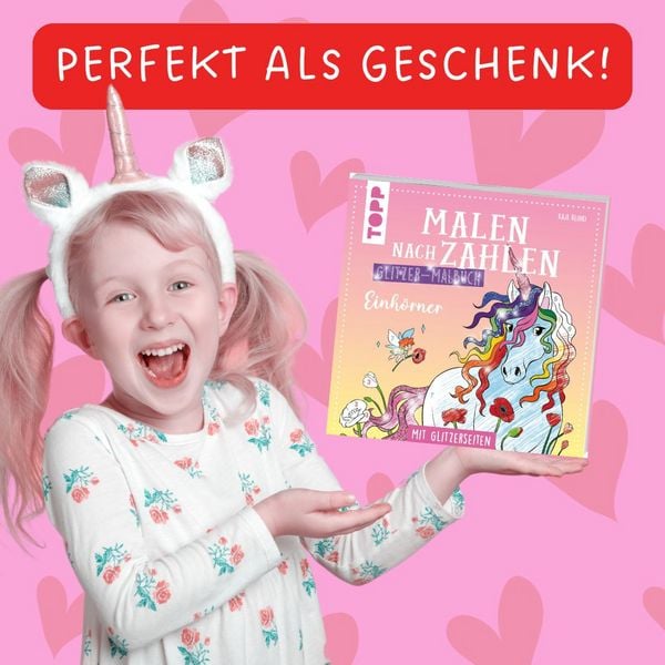 Produktbild: Malen nach Zahlen Glitzer-Malbuch Einh&ouml;rner