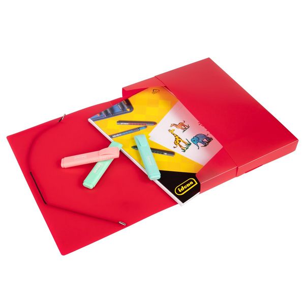 Produktbild: Idena Heftbox PP mit Gummizug transluzent rot DIN A4