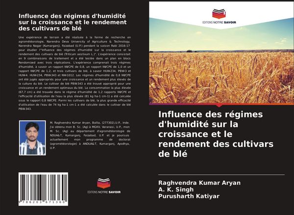 Produktbild: Influence des r&eacute;gimes d'humidit&eacute; sur la croissance et le rendement des cultivars de bl&eacute;