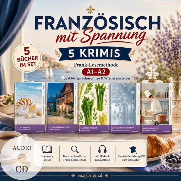 Produktbild: Franz&ouml;sisch mit Spannung: 5 moderne Krimis A1-A2 (+ 5 Audio-CDs)