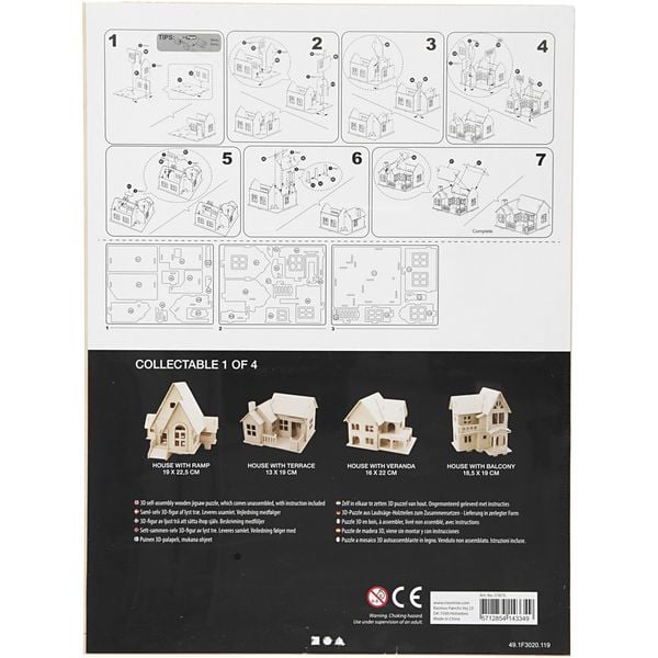 Produktbild: Creativ Company 3D-Figuren zum Zusammensetzen, Haus mit Terrasse, Gr&ouml;&szlig;e 19x17,5x15, 1 Stk