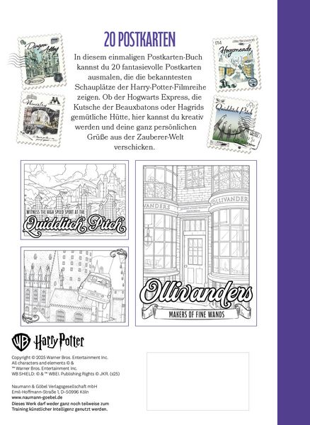 Produktbild: Harry Potter 20 Ausmal-Postkarten: Greetings from Hogwarts, Hogsmeade, and beyond!