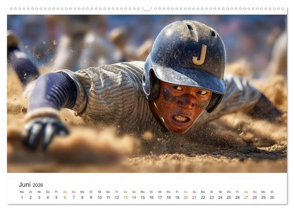 Produktbild: Power Baseball (hochwertiger Premium Wandkalender 2026 DIN A2 quer), Kunstdruck in Hochglanz