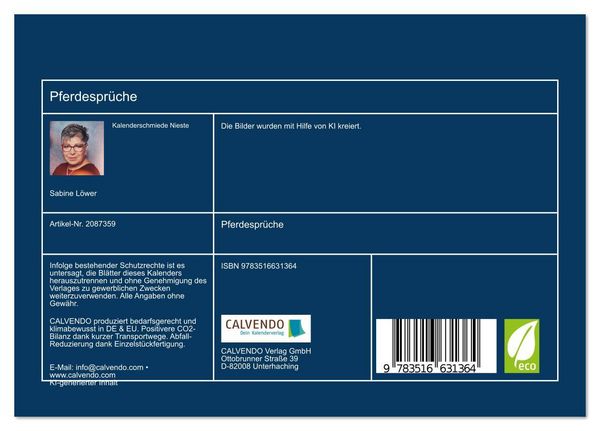 Produktbild: Pferdespr&uuml;che (Tischkalender 2026 DIN A5 quer), CALVENDO Monatskalender