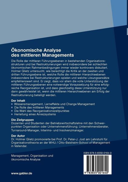 Produktbild: &Ouml;konomische Analyse des mittleren Managements