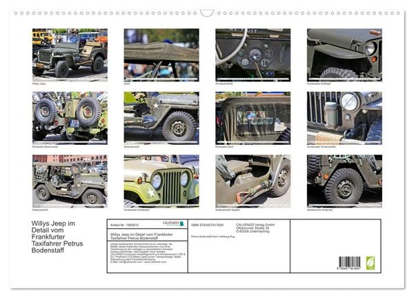 Produktbild: Willys Jeep im Detail vom Frankfurter Taxifahrer Petrus Bodenstaff (Wandkalender 2026 DIN A2 quer), CALVENDO Monatskalender
