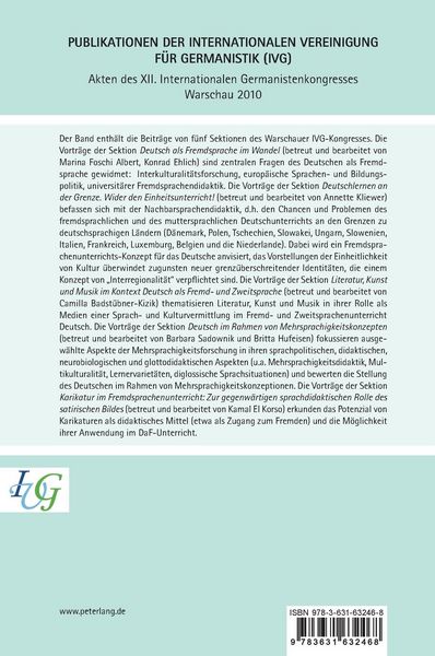 Produktbild: Akten des XII. Internationalen Germanistenkongresses Warschau 2010: Vielheit und Einheit der Germanistik weltweit