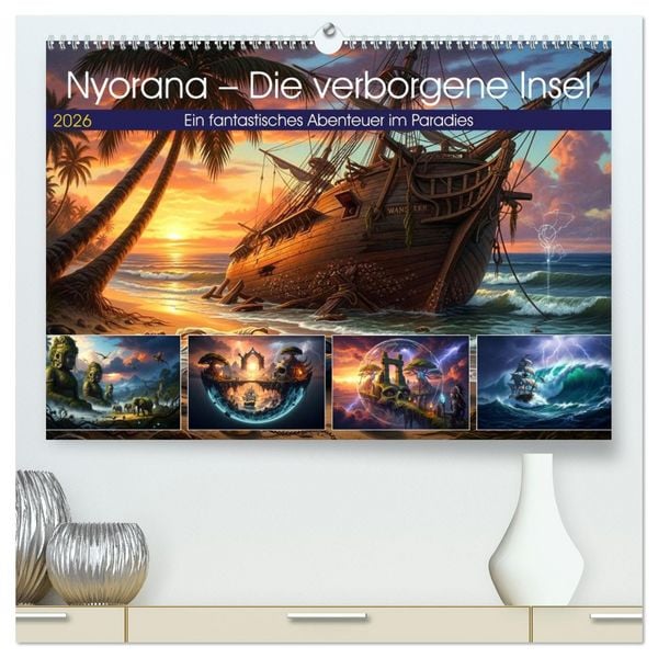Nyorana – Die verborgene Insel (hochwertiger Premium Wandkalender 2026 DIN A2 quer), Kunstdruck in Hochglanz