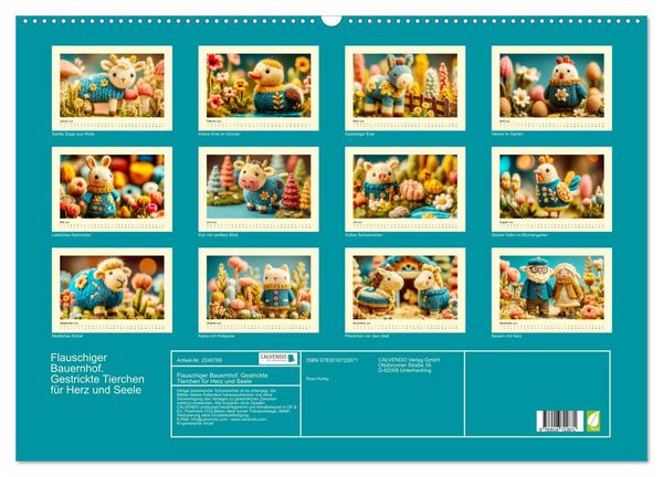 Produktbild: Flauschiger Bauernhof. Gestrickte Tierchen f&uuml;r Herz und Seele (Wandkalender 2026 DIN A2 quer), CALVENDO Monatskalender