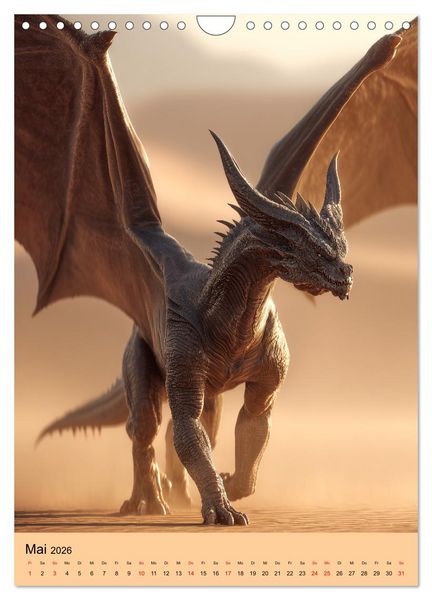 Produktbild: Drachen Kalender - ein Jahr mit mystischen Fabelwesen (Wandkalender 2026 DIN A4 hoch), CALVENDO Monatskalender