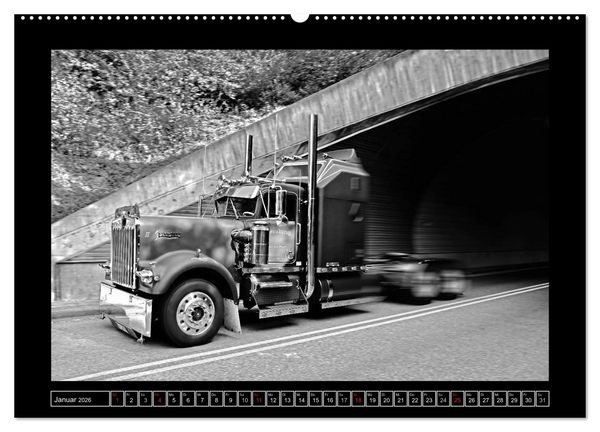 Produktbild: Kenworth W900A EXTHD - in schwarzwei&szlig; (Wandkalender 2026 DIN A2 quer), CALVENDO Monatskalender