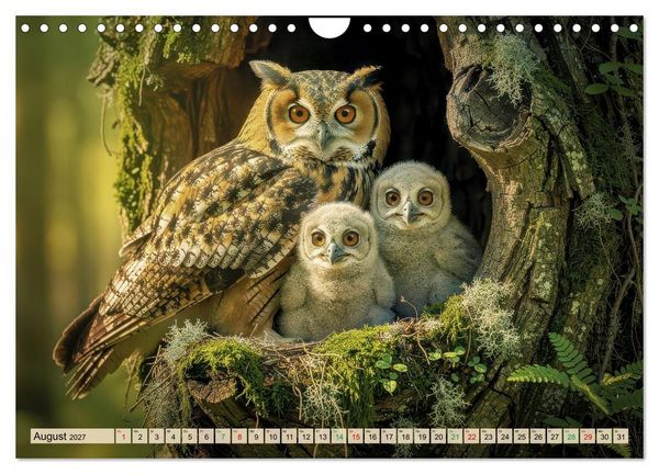 Produktbild: Eulen - furchtlos und elegant (Wandkalender 2027 DIN A4 quer), CALVENDO Monatskalender