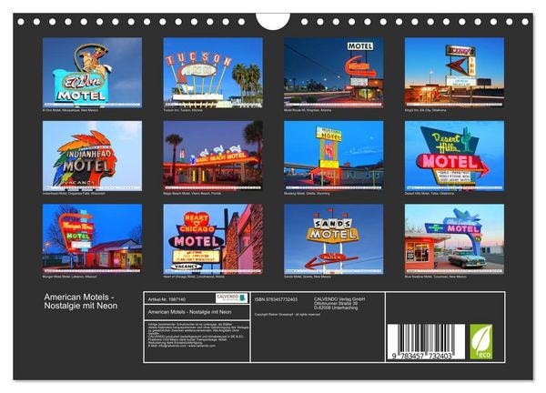 Produktbild: American Motels - Nostalgie mit Neon (Wandkalender 2026 DIN A4 quer), CALVENDO Monatskalender