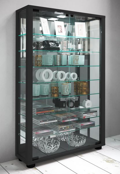 Produktbild: Glas Stand Vitrine Sammelvitrine Lumo Mini Spiegel