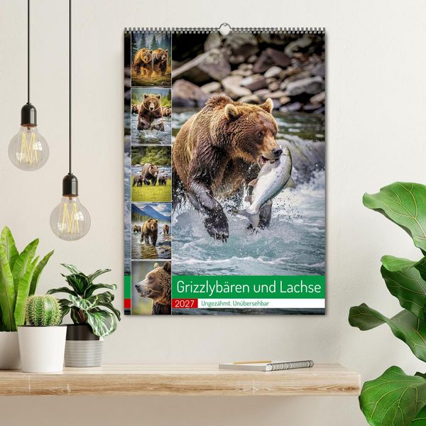 Produktbild: Grizzlyb&auml;ren und Lachse (Wandkalender 2027 DIN A2 hoch), CALVENDO Monatskalender
