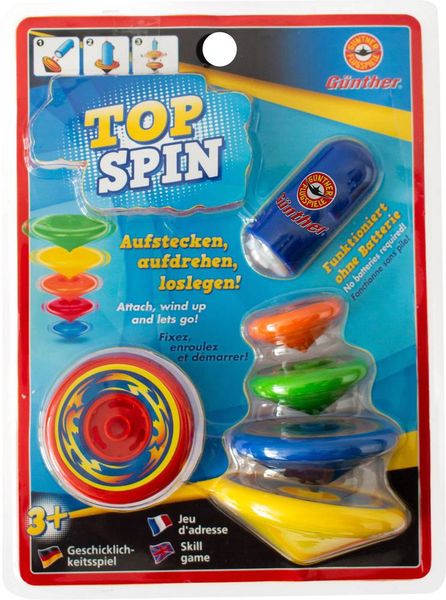 Produktbild: Paul G&uuml;nther 1560 - Top Spin, Kreisel-Set, Geschicklichkeitsspiel, 6-teilig