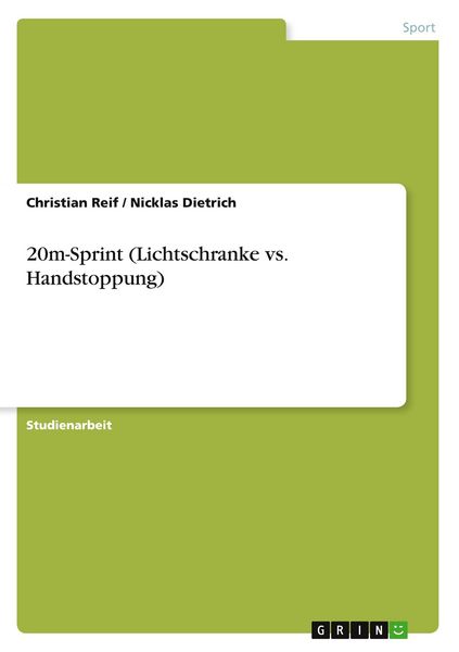 Produktbild: 20m-Sprint (Lichtschranke vs. Handstoppung)