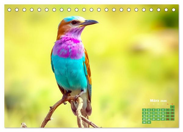 Produktbild: Leuchtend farbenfrohe V&ouml;gel (Tischkalender 2026 DIN A5 quer), CALVENDO Monatskalender