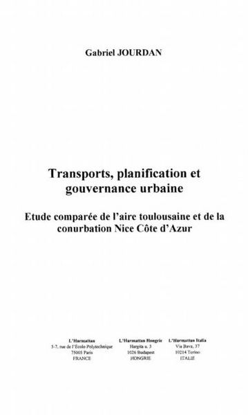 Produktbild: Transports, planification et gouvernance urbaine